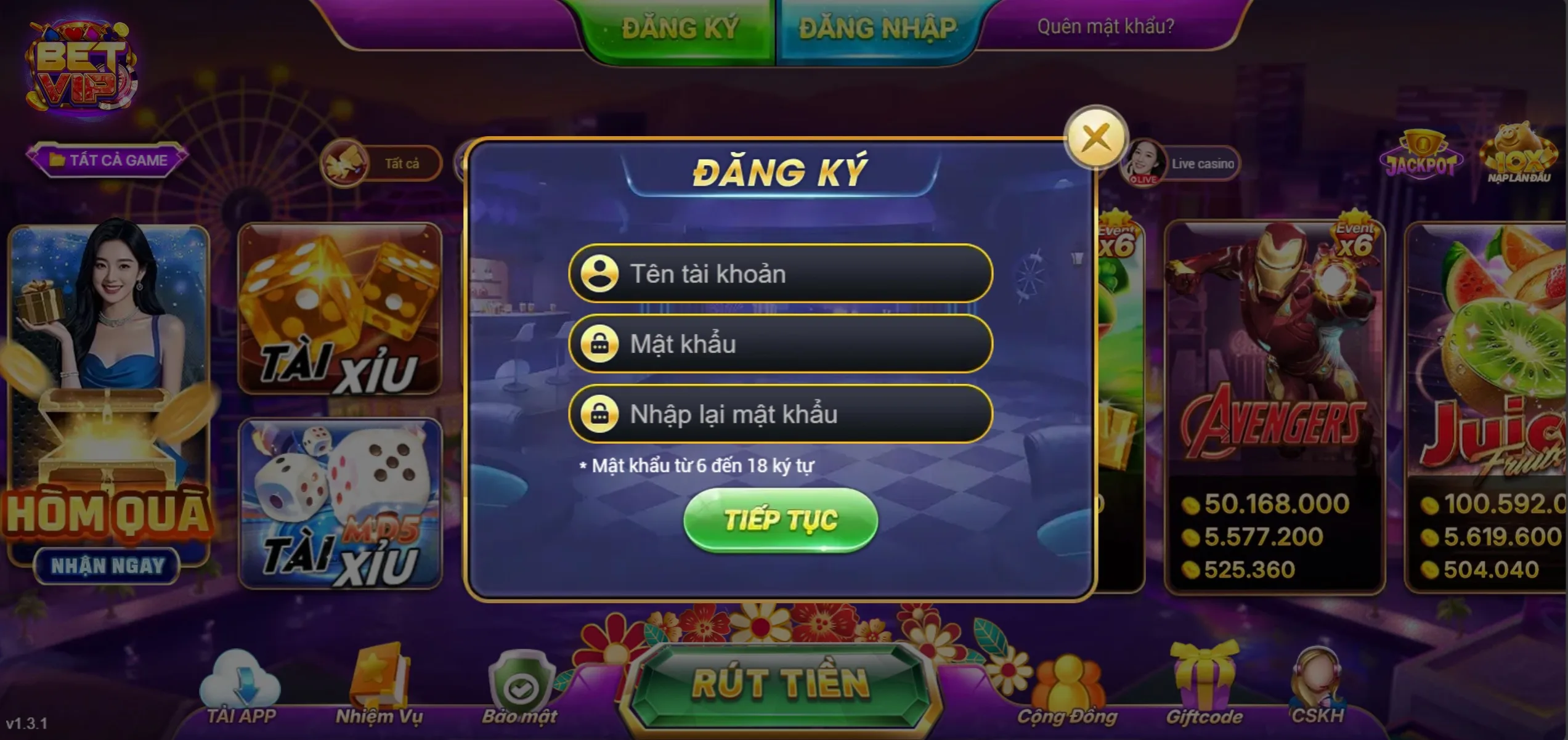 đăng ký betvip